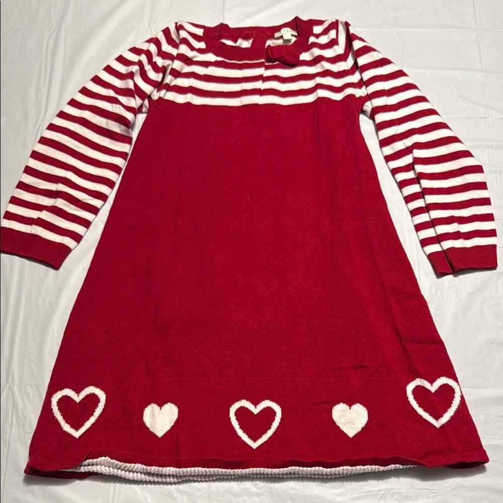 Le Top Red and White Striped Dress with Heart Detail size 6 LNC
